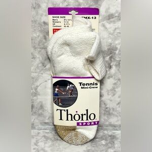 Thorlos Tennis TMX-13 Mini-Crew Socks – White (Men's 8.5-12.5 Women's 11-12)